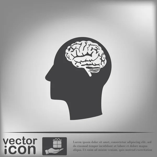 Ícone cabeça com cérebro — Vetor de Stock