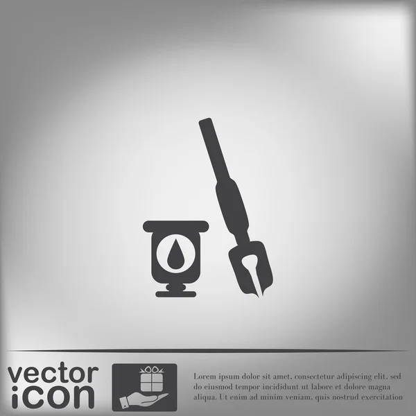 Pluma con icono de tinta — Vector de stock