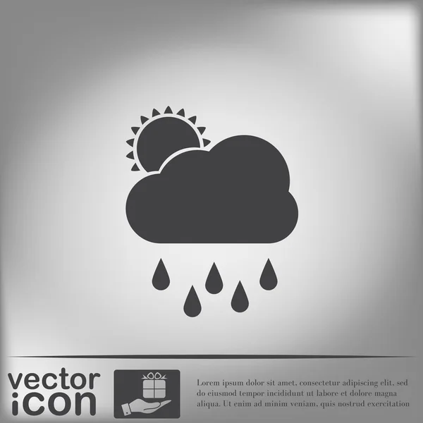 Sol detrás de la nube con icono de lluvia — Vector de stock