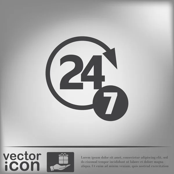 24 uur 7 dagen een week-pictogram — Stockvector