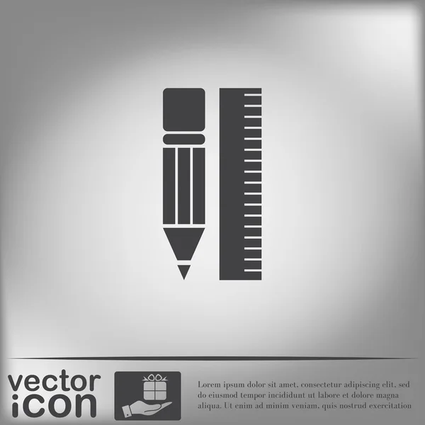 Lineal und Bleistift — Stockvektor