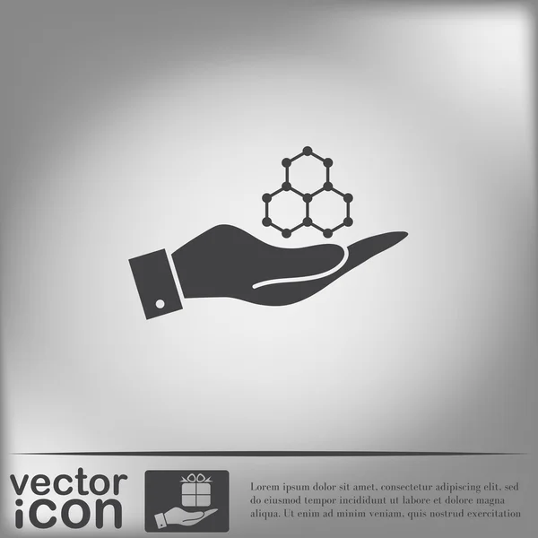 Main tenant icône composé chimique — Image vectorielle