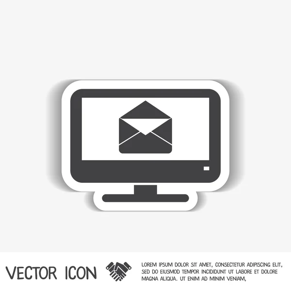 Monitor, letter envelope, mail icon — Stock Vector