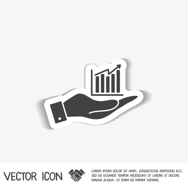 Hand holding chart diagram icon — Stock Vector