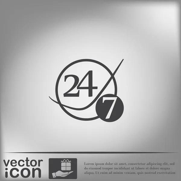 24 horas 7 días a la semana icono — Vector de stock