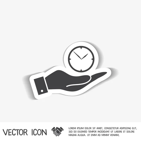 Mano celebración reloj icono — Vector de stock
