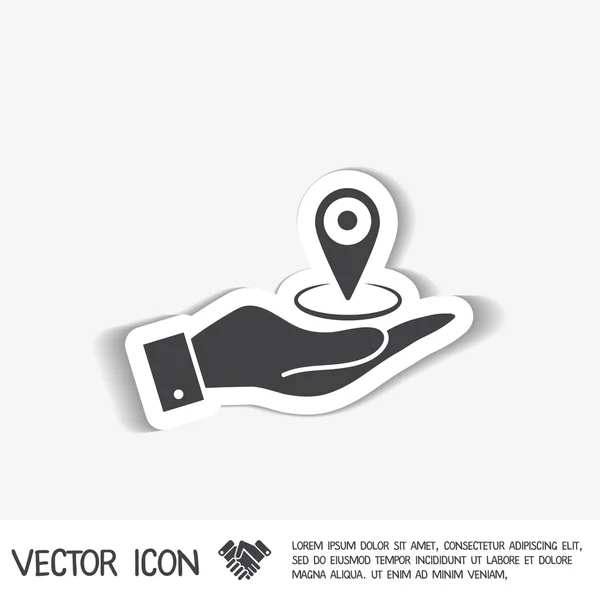 Hand holding pin location — Stock Vector