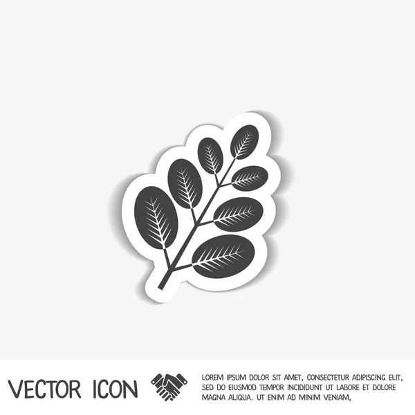 Rama con icono de hojas — Vector de stock