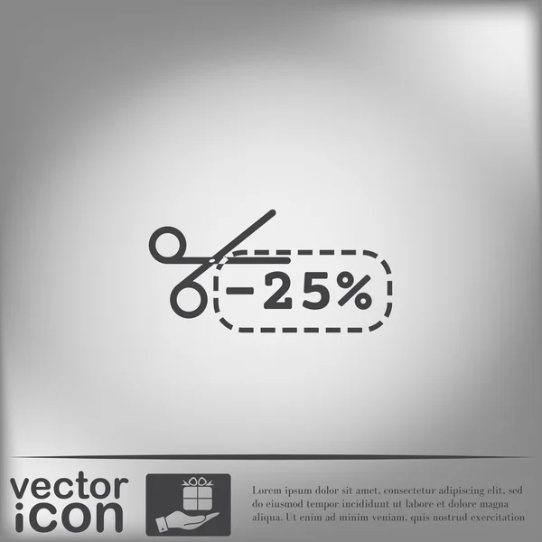Slevový kupón s ikonou, nůžky — Stockový vektor