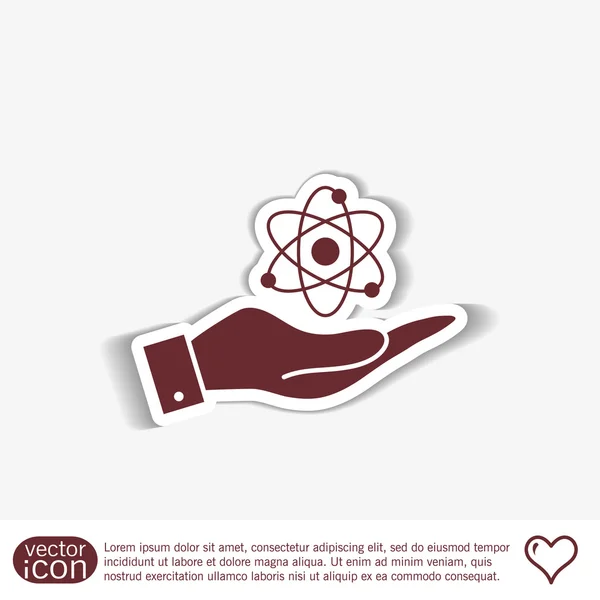 Hand hält Atom, Molekül-Symbol — Stockvektor