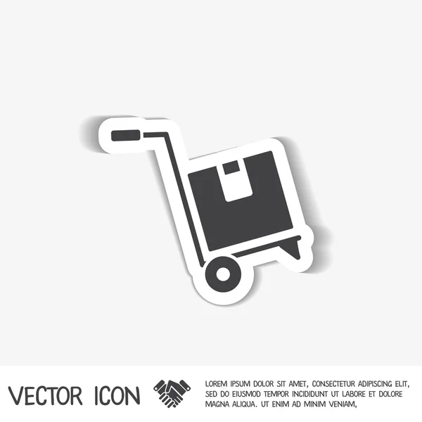 Camión con icono de caja . — Vector de stock