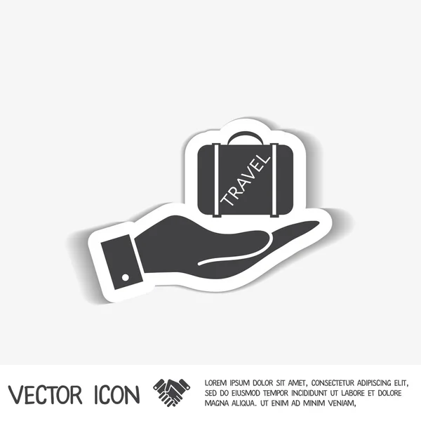 Hand som håller symbol för resväska för resor — Stock vektor