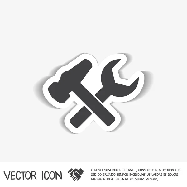 Martillo y símbolo de llave inglesa — Vector de stock