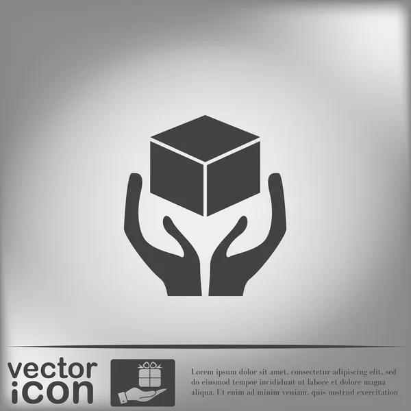 Hands holding box logistic icon — Stock Vector