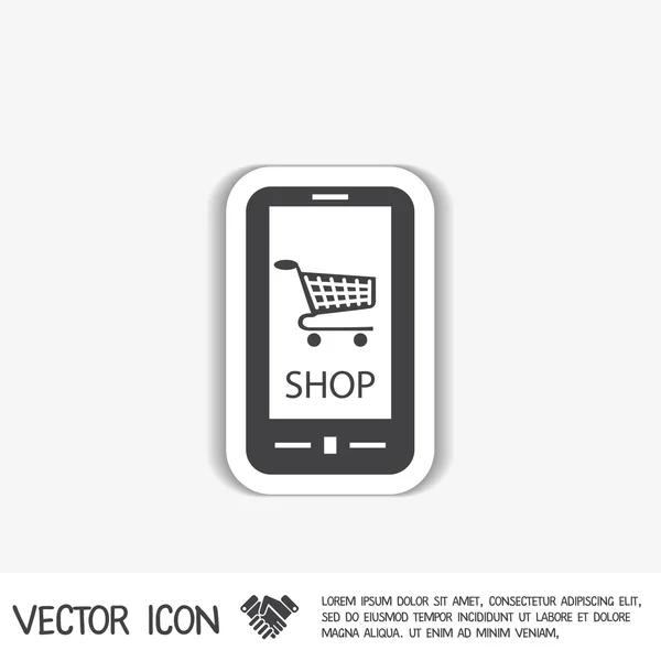 Smartphone com símbolo de carrinho de compras — Vetor de Stock