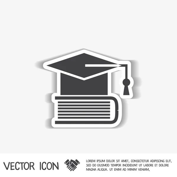 Chapeau diplômé sur icône du livre — Image vectorielle