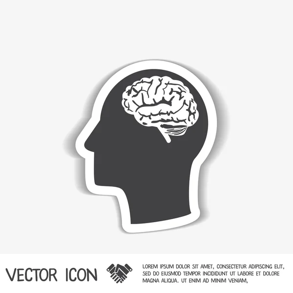 Icône tête avec cerveau — Image vectorielle