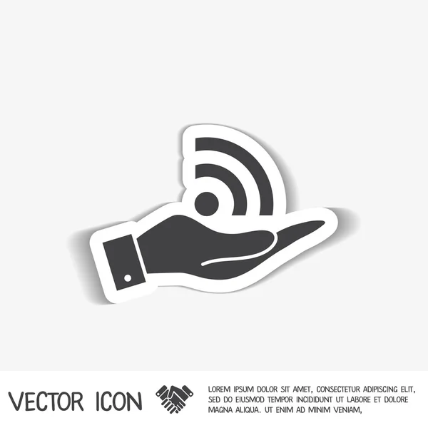 Mano sosteniendo símbolo rss — Vector de stock