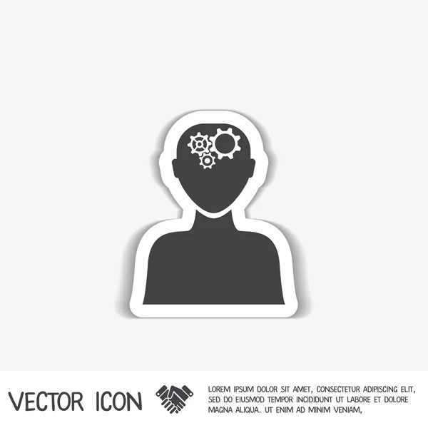 Man thinks, gears in head — Stock Vector