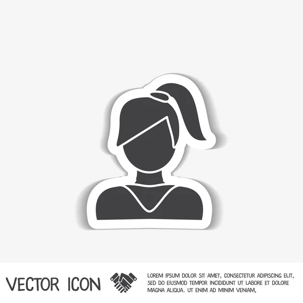 Avatar femenino con cabello largo — Vector de stock