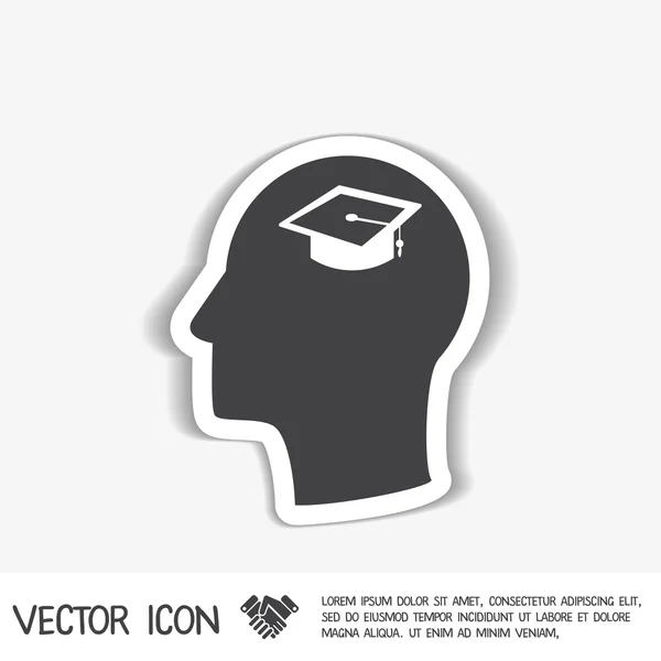 Cabeza con signo de sombrero de graduado — Vector de stock
