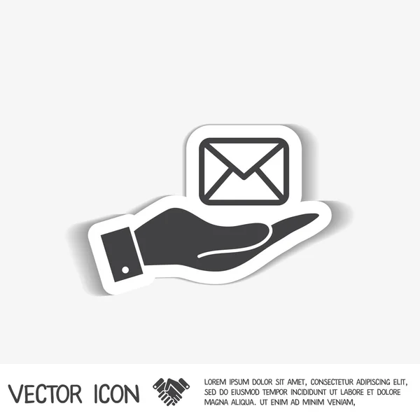 Hand holding postal envelope sign — Stock Vector