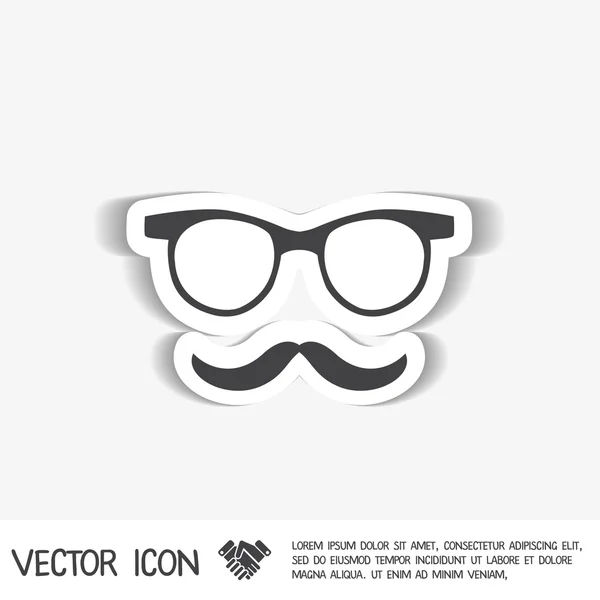 Snor en glazen hipster pictogram — Stockvector