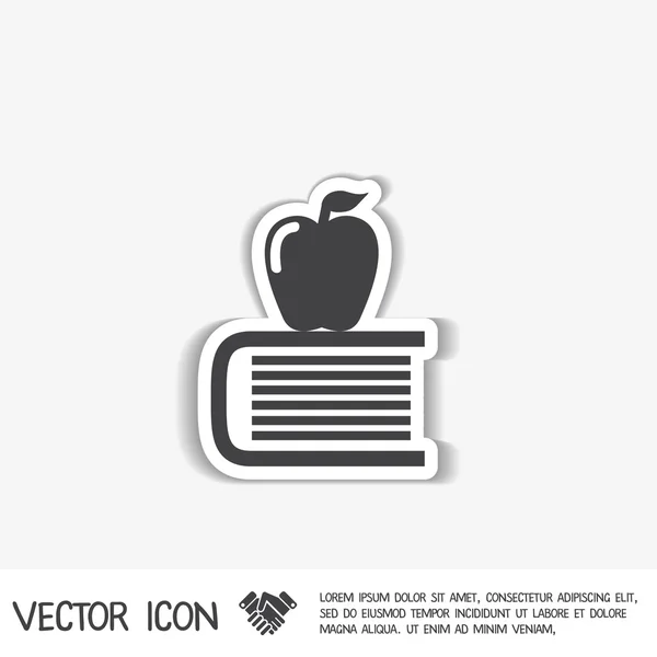 Livre avec icône pomme — Image vectorielle