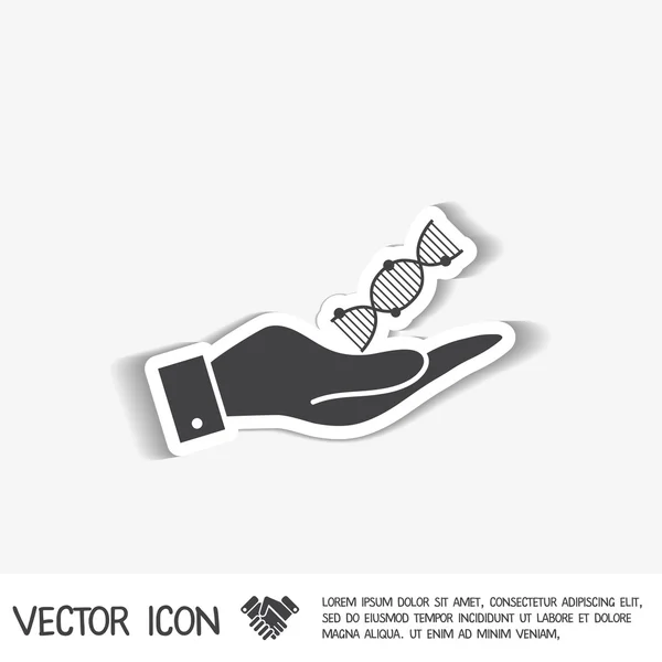 Mano sosteniendo hélice ADN — Vector de stock