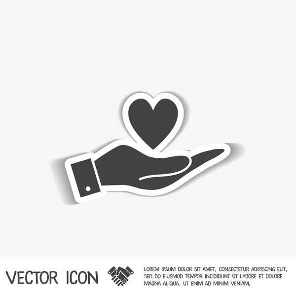 Hand med hjärta skylt — Stock vektor