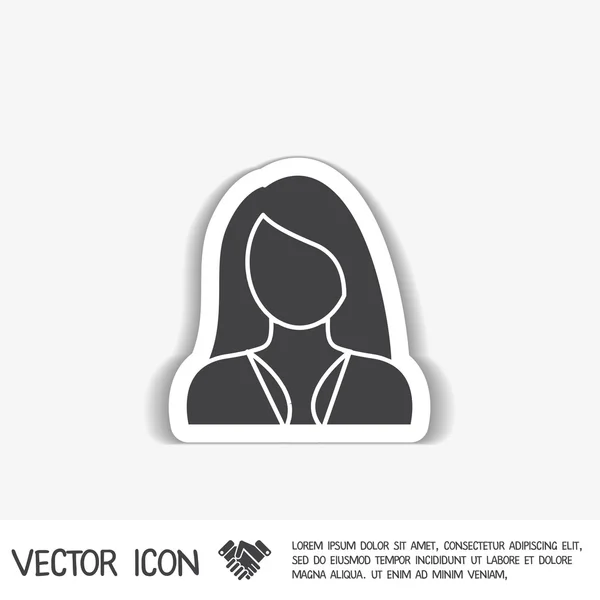 Avatar femenino con cabello largo — Vector de stock