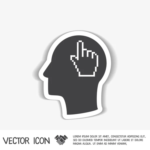 Cabeza de icono con cursor del ratón — Vector de stock