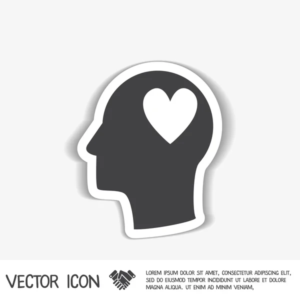 Icône tête avec symbole de coeur . — Image vectorielle
