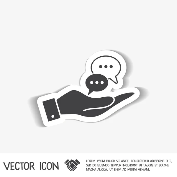 Mano celebración chat nubes — Vector de stock