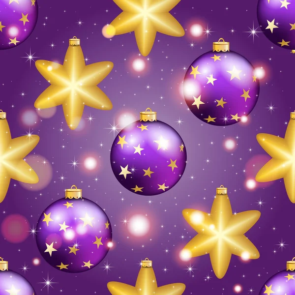 Bolas de Natal e estrelas padrão —  Vetores de Stock