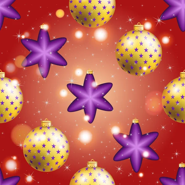 Bolas de Navidad y estrellas patrón — Vector de stock