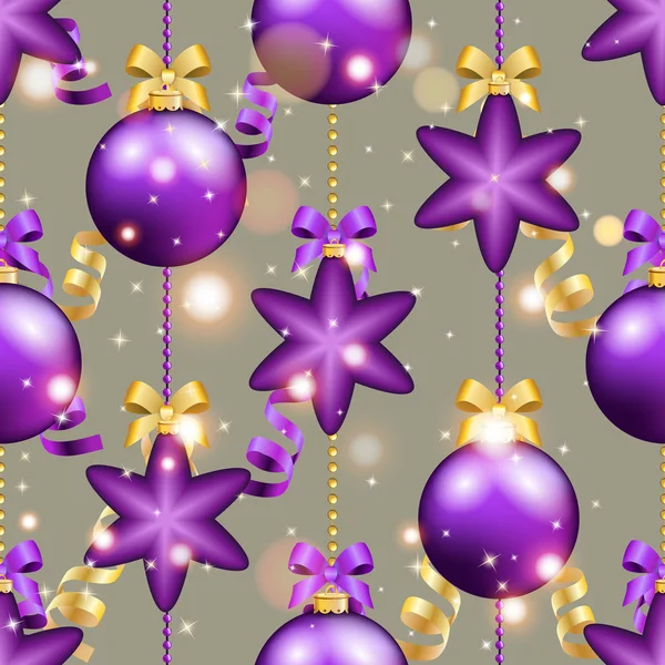 Boules de Noël et motif étoiles — Image vectorielle