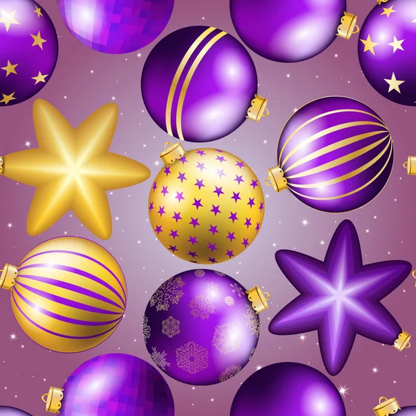 Christmas bollar och stjärnor mönster — Stock vektor
