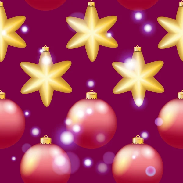 Christmas balls and stars pattern — Stock Vector