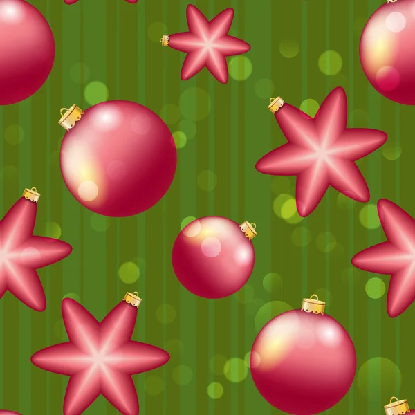 Kerstmis ballen en sterren patroon — Stockvector