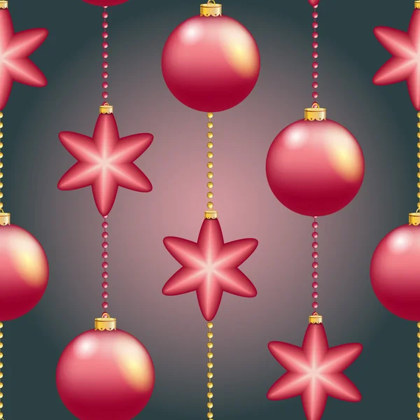 Weihnachtskugeln und Sterne-Muster — Stockvektor