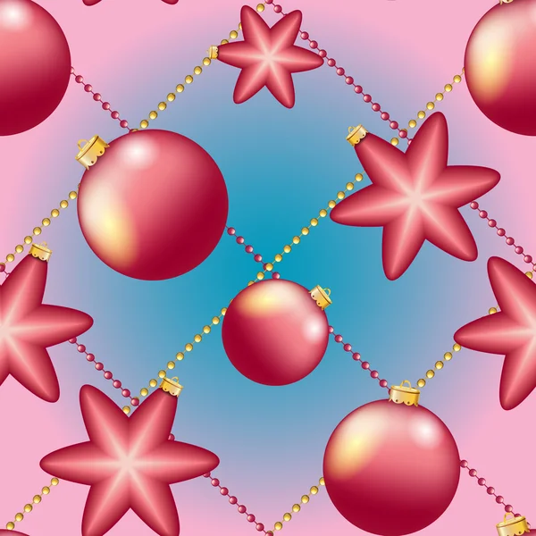Bolas de Navidad y estrellas patrón — Vector de stock