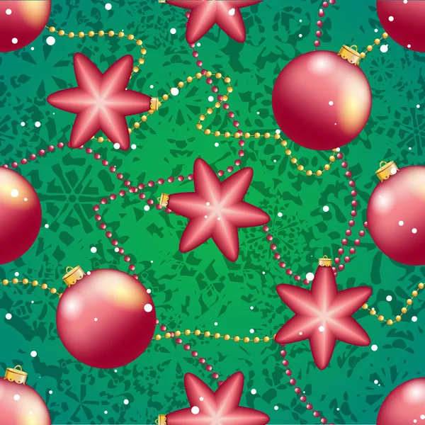 Patrón de Año Nuevo con bola de Navidad. Chispas y bokeh. Brillante y brillante — Vector de stock
