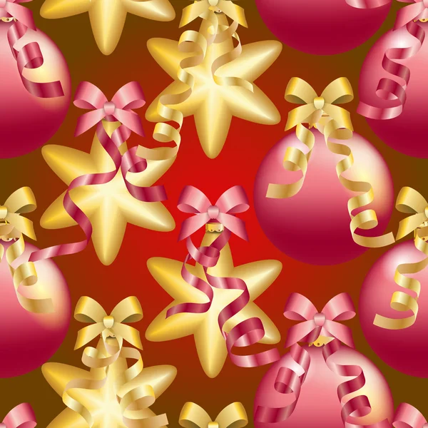 Modèle de Nouvel An avec boule de Noël. Étincelles et bokeh. Brillant et lumineux — Image vectorielle