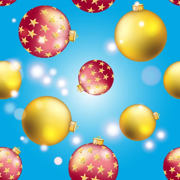 New Year pattern with Christmas ball. Sparkles and bokeh. Shiny and glowing — Stock Vector