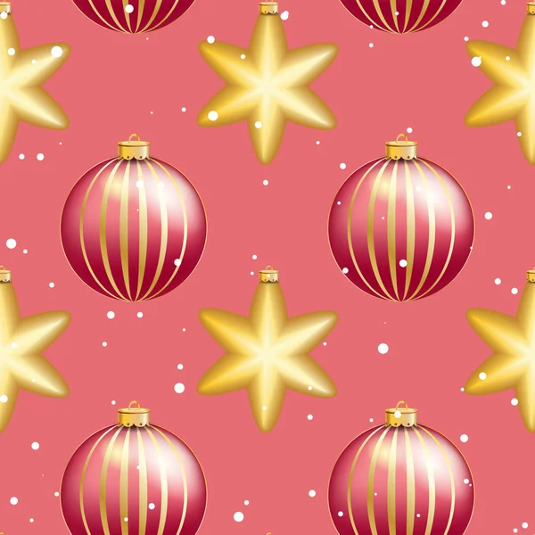 Patrón de Año Nuevo con bola de Navidad. Chispas y bokeh. Brillante y brillante — Archivo Imágenes Vectoriales