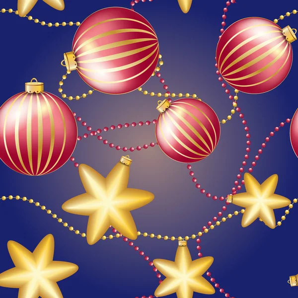Padrão de Ano Novo com bola de Natal. Faíscas e bokeh. Brilhante e brilhante — Vetor de Stock