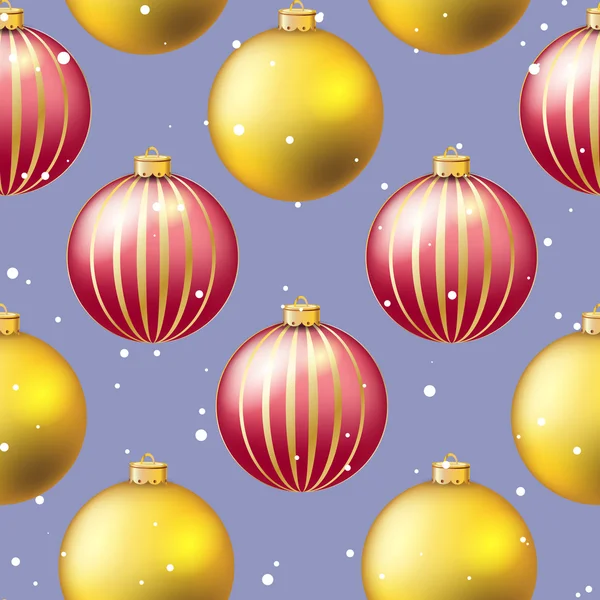 Nieuwjaar patroon met Kerstmis bal. Sparkles en bokeh. Glanzend en gloeiende — Stockvector