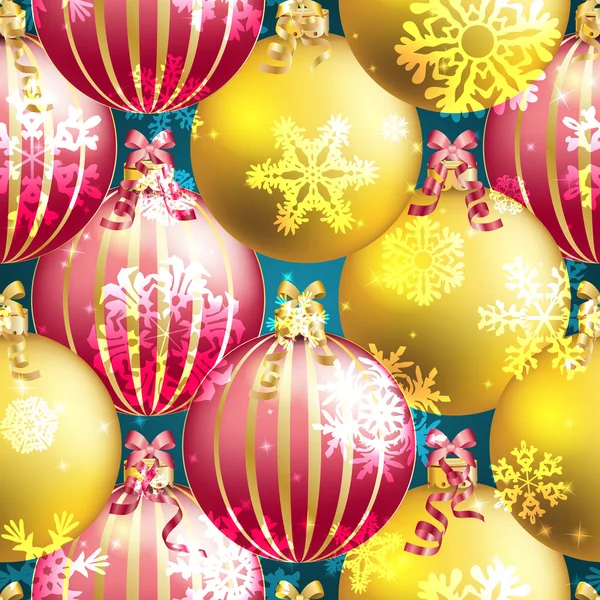 Padrão de Ano Novo com bola de Natal. Faíscas e bokeh. Brilhante e brilhante — Vetor de Stock