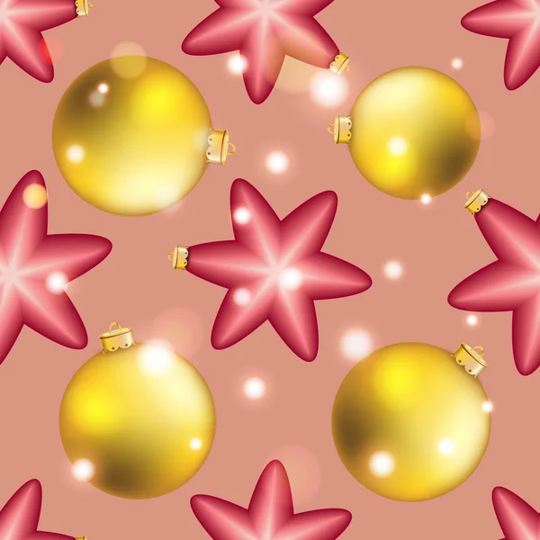 Modello di Capodanno con palla di Natale. Brilla e bokeh. Brillante e splendente — Vettoriale Stock